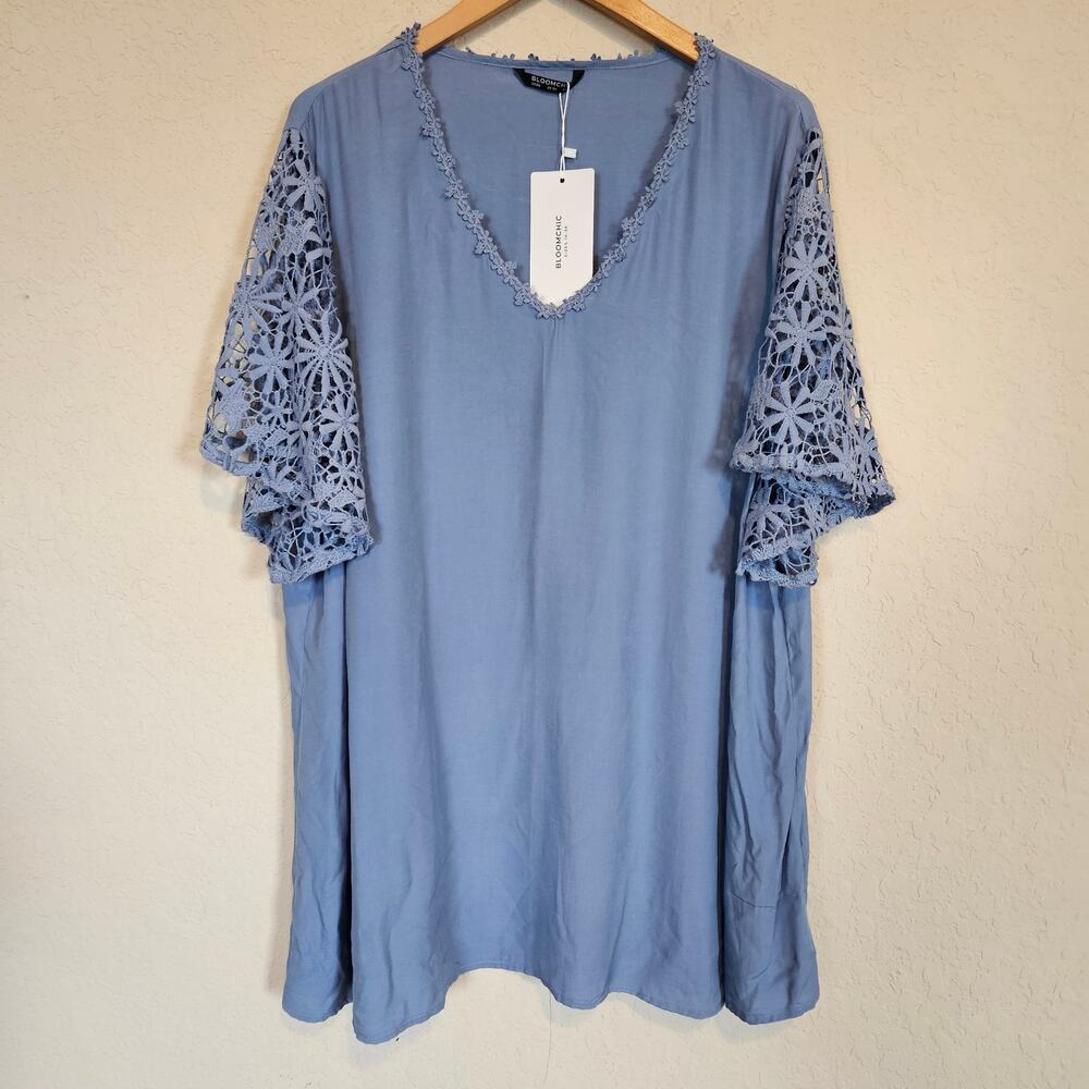 Bloomchic Crochet Sleeve Top Blouse Plus Size 26‎ Boho Casual Summer